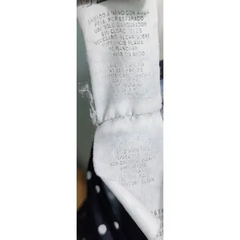 Polka Dot One Piece Swimsuit Halter Top Padded Cups Navy Blue Size M