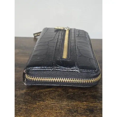 Anne Klein  Wallet Clutch Zip Around Charm Black Alligator