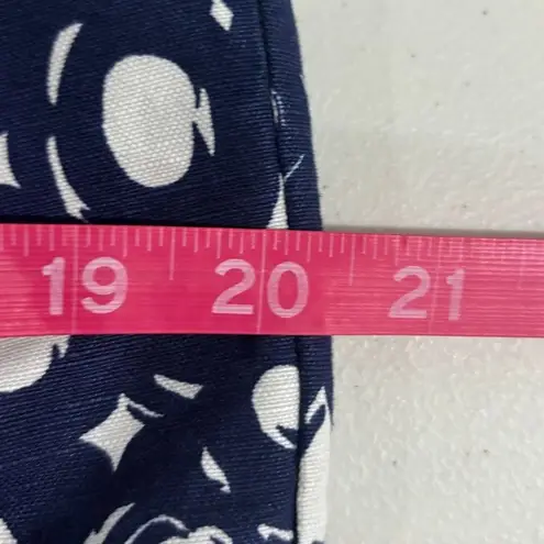 Boden Blue Circle Print Pencil Skirt 8 Long 8L Cotton Linen Classic Preppy