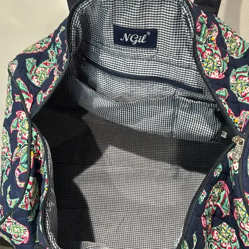 N. Gil Navy Quilted Elephant Boho Duffle Bag NWOT Blue