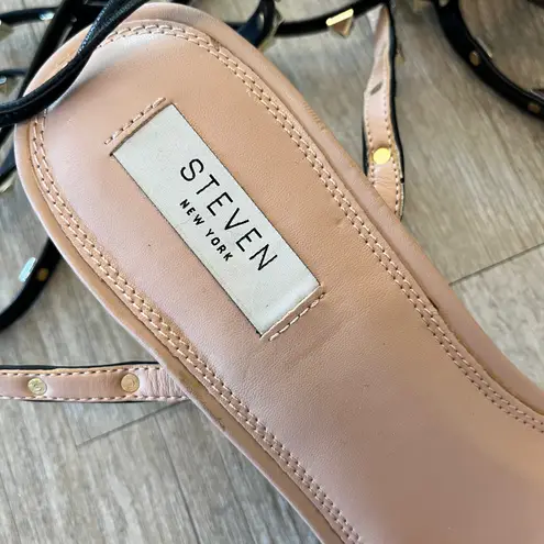 Steven By Steve Madden Womens Steven New York Black Stud Wraparound Heels - 9.5