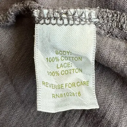 Garnet Hill Garnett Hill 100% Cotton Charcoal Gray Crochet Top, Sz Medium