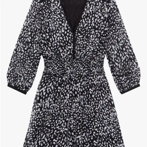 The Kooples - Size Medium US 6 FR 2 - 3/4 Length Sleeve Dress Black & White SO