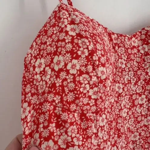 Lily White Lily Rose Women's Floral Smocked Molded Cup Sun Tank Maxi Dress Red XXL 2X