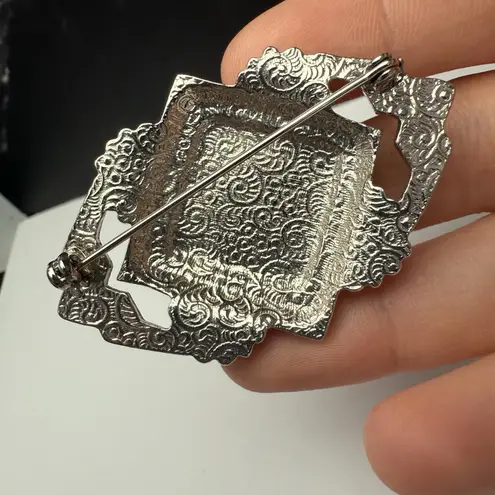 1928 Collection Black Silver Tone Brooch Pin Art deco Style