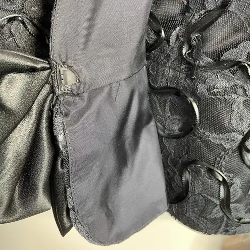 Vintage Patra Black Lace Ribbon Soutache Mesh Fitted Jacket Puff Shoulders Bow 6