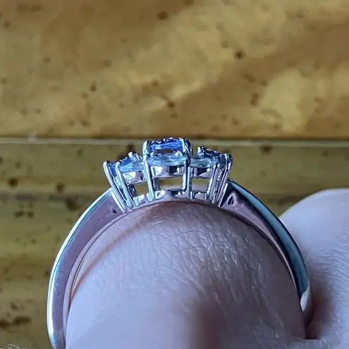 Natural Tanzanite Sterling Silver Ring Size 7.75