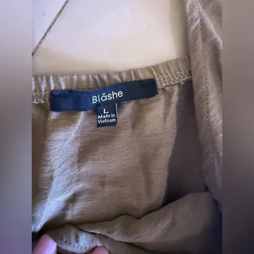 blashe belted jumpsuit splice neck thin strap tapered legs olives green size L Size L