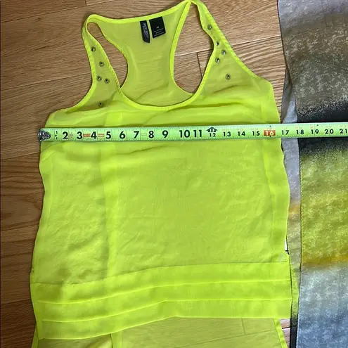 Bisou Bisou Asymmetrical neon Yellow Green studded Tank Top
