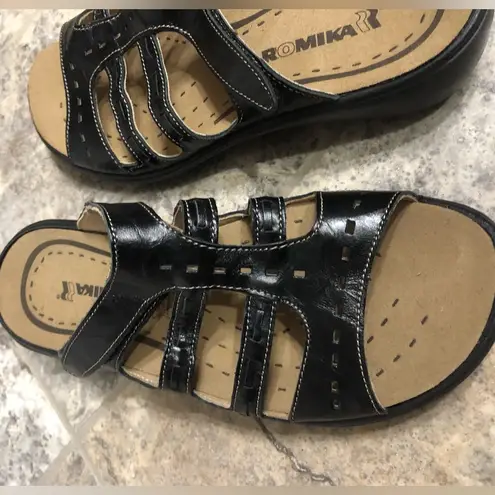 NIB ROMIKA IBIZA SLIDES WOMENS LEATHER UPPER SANDAL Black Size undefined