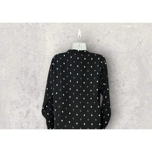 Handmade Long Sleeve V Neck Shift Dress Diamond Print Size Medium