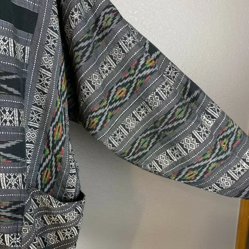 Vintage Thai Silk Handmade Art to Wear Jacket Oversized One Size 100% Silk Aztec