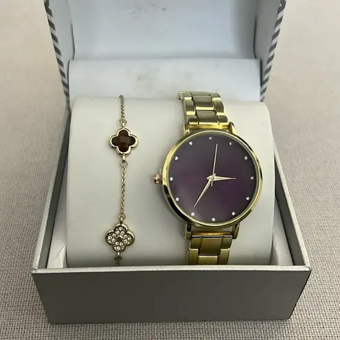 INC Gold-Tone Bracelet Watch 38mm & Bracelet Set, New in Box