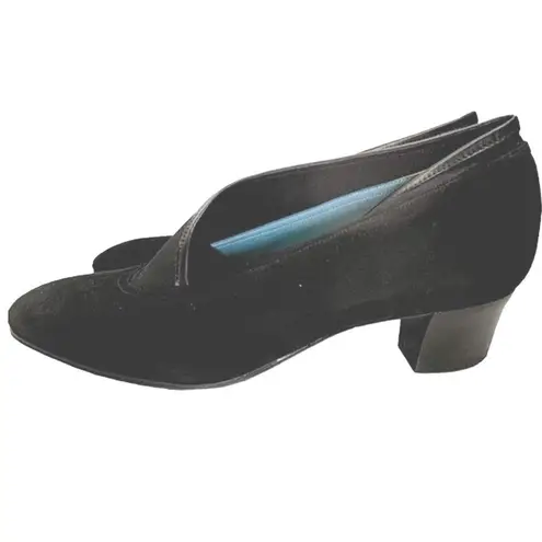 Vintage Thierry Rabotin Women's Black Suede Block Heel Pumps Career Size 38