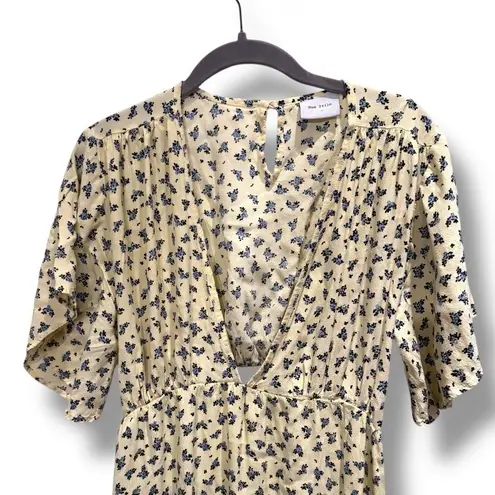 Rue Stiic Floral Print Cut Out Maxi Dress Cottagecore Boho Anthropologie Medium Yellow