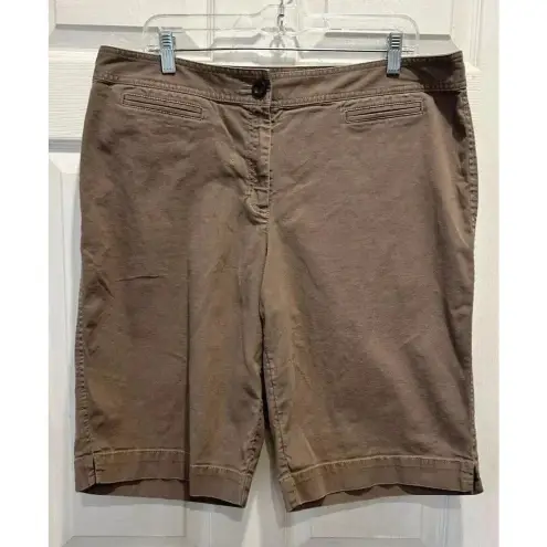 J Jill Shorts Women’s Size 16‎ Tan Stretch Cotton Knit 12” Inseam Brown