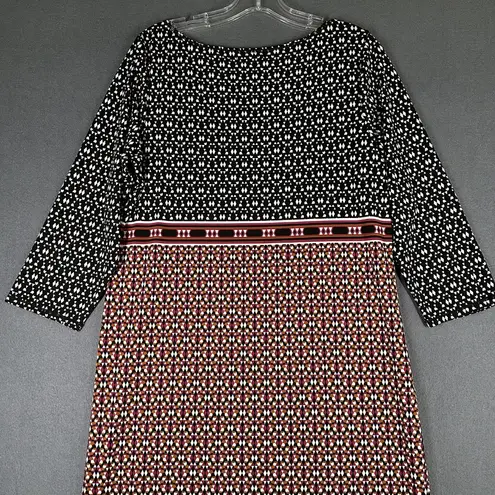 Sophie Max Dress Womens Large Black Multicolor Geometric Print 3/4 Sleeve Boho