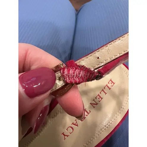 Ellen Tracy Women Red Suede Embellished Slingback Heels Pumps Size 7.5