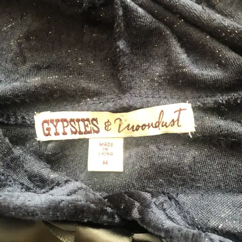 Gypsies & Moondust Navy Velvet Hoodie M NWT