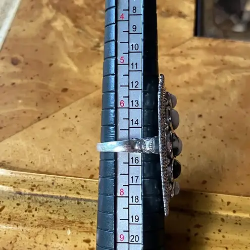 White Buffalo Sterling Silver Statement Ring Size 7 Black