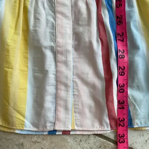 Lemlem Jima Belted Striped Shirt Blouse Mini Dress Yellow Multi