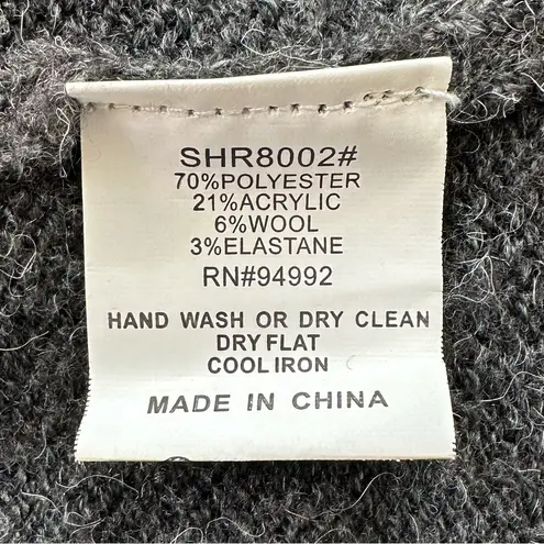 Patrizia Luca Milano Wool Blend Gray Hooded Faux Fur Cuffs Cardigan, Size XL - Image 11