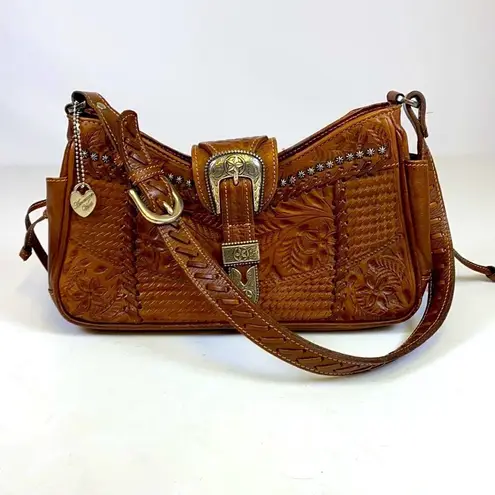 American West  Tooled Leather Shoulder Bag Purse A27‎