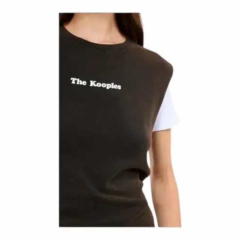The Kooples Logo T-Shirt Brown Cotton White Short Sleeve Women’s Size 1 NWT