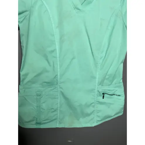 Beyond Scrubs WOMENS Cotton Scrub Top ELLIE V Neck Size Medium Blue