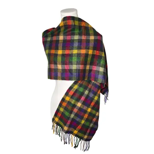 Vintage Cashmyarn by Berkshire Plaid Acrylic Scarf Sears Made in Italy