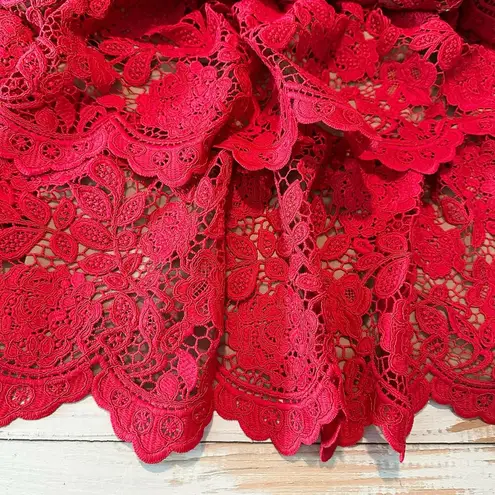 Self Portrait Fuschia Flower Lace Mini Dress Size US 8