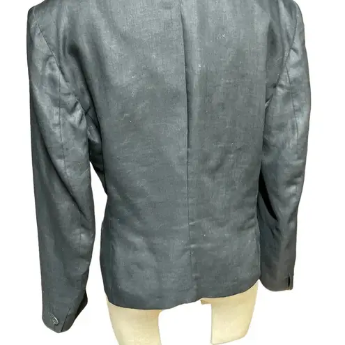 Max Mara Black Double Breasted Linen Blazer Size US 6