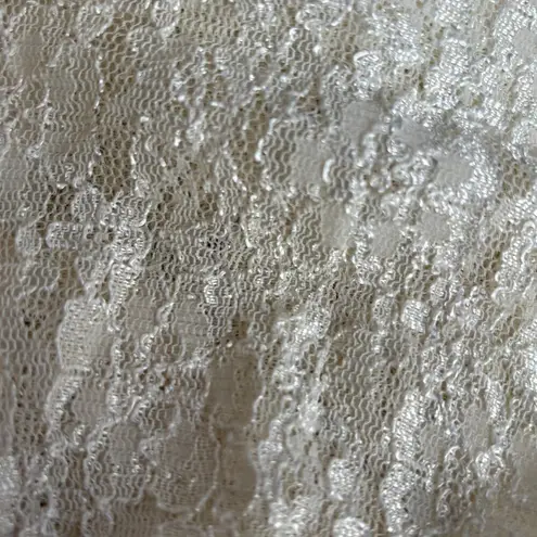 Vintage All That Jazz Floral Lace Dress Ivory Long Sleeve Button Front Bridal Size M