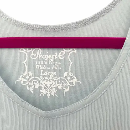 new Project e Vintage ❃ Floral Graphic Tank ❃ Baby Blue with Embroidery ❃ Large