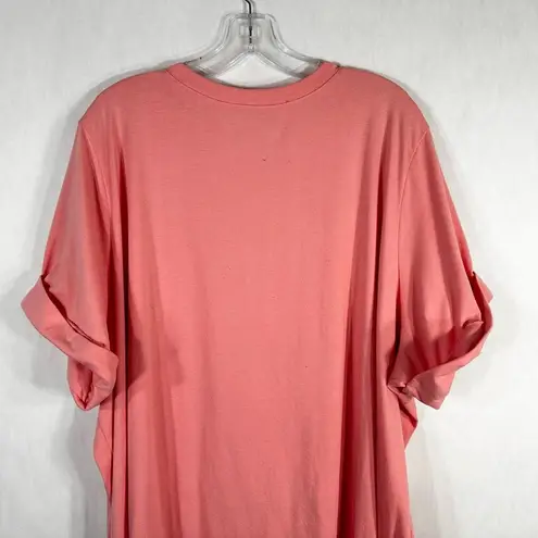 Woman Within Plus Size 3X Top 30W 32W Pink Butterfly Graphic Short Sleeve 1281