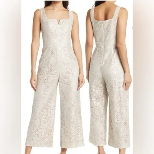 Trina Turk  Adventure Boardwalk Lace Sleeveless Cropped Jumpsuit size 12