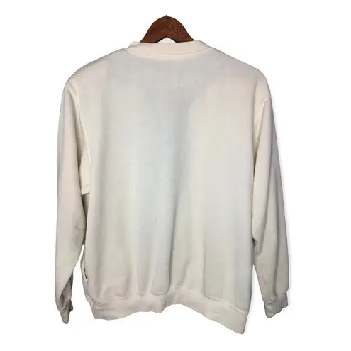 Alfred Dunner Petite Vintage 90’s Cream Plaid Ribbed Holiday Button Down Sweater