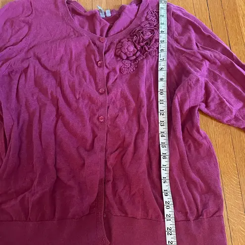 Y2K Carlson Cotton Cardigan with Ruffle Flowers, Size 3X Pink