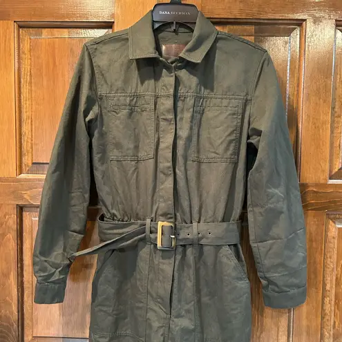Massimo Dutti Women’s Utility Jumpsuit With Belt Khaki Size Medium Long Sleeves