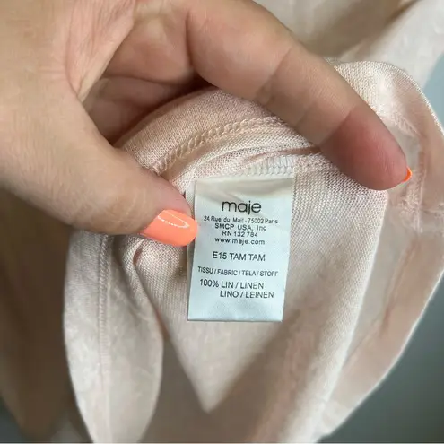 Maje | Size 2 Glitter Sparkle Pink Sleeveless Muscle Tee Relaxed Fit Linen