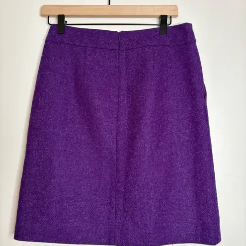 Boden Purple Wool Blend A Line Skirt Pockets Front Zipper Back Women US Size 6L