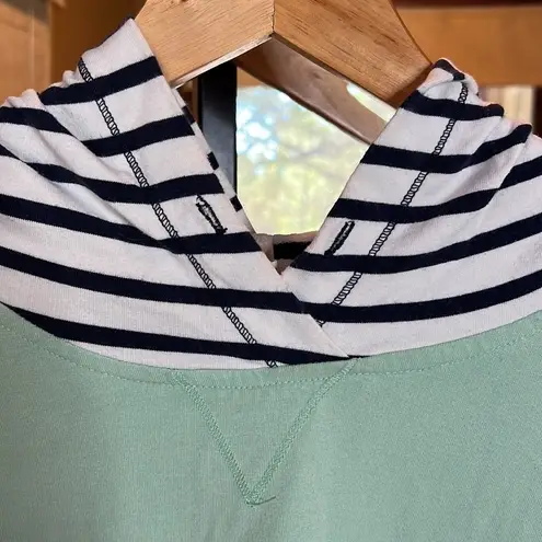 Orvis Colorblock Green Blue Striped Pullover Hoodie Sweater Size Large