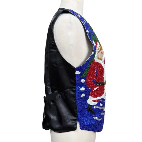 Savvy Vintage Handcrafted Sequin Christmas Vest Santa Angel Size Small