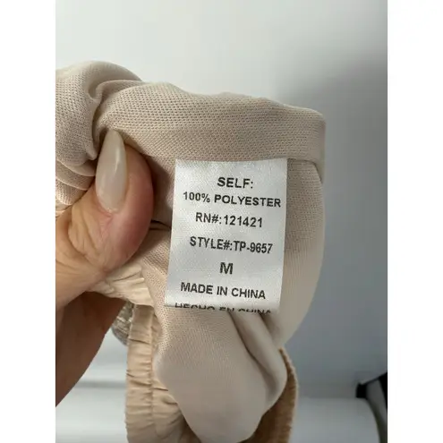 Ellison Sequin Jogger Pants in Champagne Beige Size M Holidays Glam