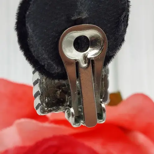 Great Silver Tone Textured Square Clip On Earrings Etched Mirrored CUTE .75"