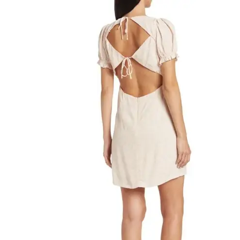 Sophie Rue deep V neck short sleeve Floral Open Back mini Sz Large Dress