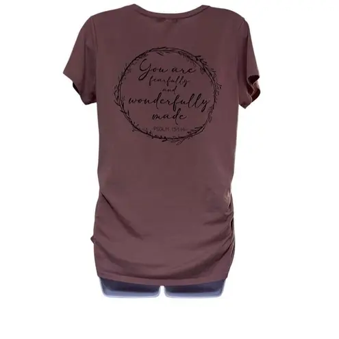 Ragdoll Medium Maternity Pink Psalm 139.14 Wonderfully Made Ruched Shirt