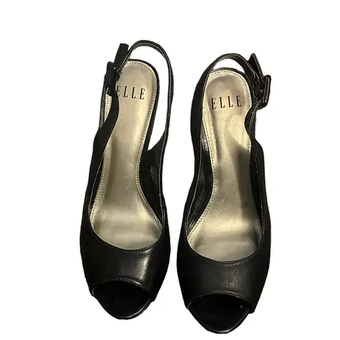 Elle Estella Sling Back Peep Toe Heels