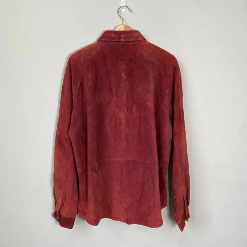 Hunt Club Vintage Women's XL Long Sleeve 100% Leather Suede Button Up Jacket Red