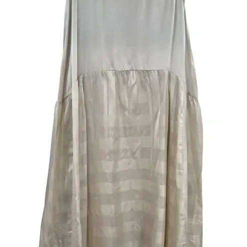 Cami NYC Roxana Silk Skirt Maxi Long Silk Stripe Beige Cream Size Medium